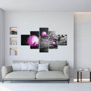 Abstraktný obraz - fialové gule (Obraz 125x70cm)