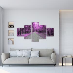 Moderný obraz - fialový les (Obraz 125x70cm)