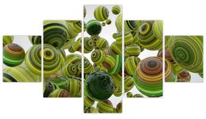 Abstraktný obraz - zelené gule (Obraz 125x70cm)
