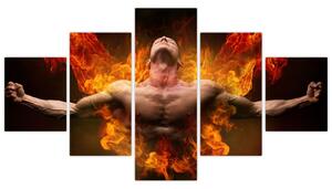 Obraz muža v ohni (Obraz 125x70cm)