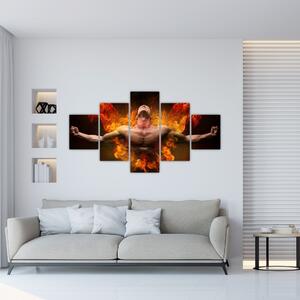 Obraz muža v ohni (Obraz 125x70cm)