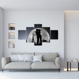 Silueta zamilovaného páru - moderný obraz (Obraz 125x70cm)