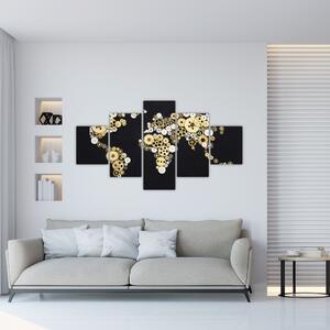 Mapa sveta z ozubených kolies - obraz na stenu (Obraz 125x70cm)