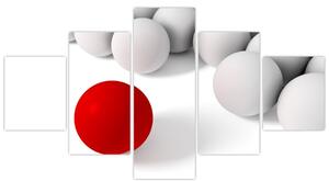 Červená guľa medzi bielymi - abstraktný obraz (Obraz 125x70cm)