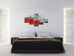 Červený les - moderný obraz (Obraz 125x70cm)