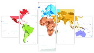 Obraz - farebná mapa sveta (Obraz 125x70cm)