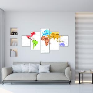 Obraz - farebná mapa sveta (Obraz 125x70cm)