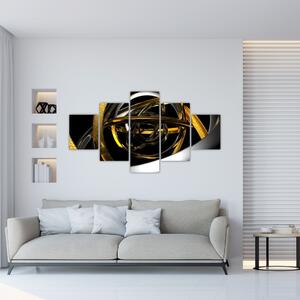 Moderný obraz - zlaté a strieborné obruče (Obraz 125x70cm)