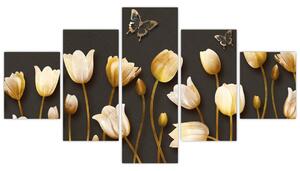 Obraz zlatých tulipánov (Obraz 125x70cm)