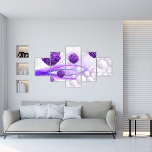 Obraz fialových kvetov a bielych gulí (Obraz 125x70cm)