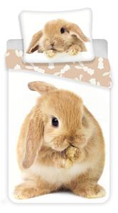 Bielo-hnedé bavlnené detské obliečky na jednolôžko 140x200 cm Bunny – Jerry Fabrics