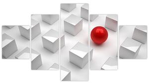 Obraz červené gule medzi kockami (Obraz 125x70cm)