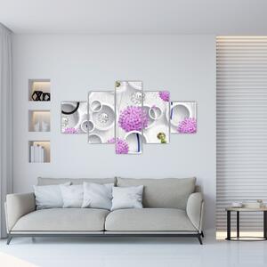 Moderný obraz ružových kvetov (Obraz 125x70cm)