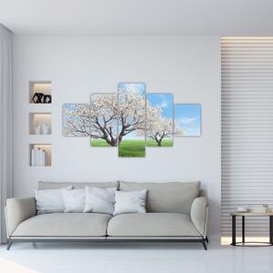 Obraz kvitnúceho stromu na jarné lúke (Obraz 125x70cm)