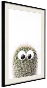 Artgeist Plagát - Cactus With Eyes [Poster] Veľkosť: 20x30, Verzia: Čierny rám s passe-partout