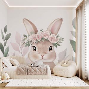 Tapety Zajačik s vencom ruží, Fototapety zvieratá, w03169 : Uwalls.sk