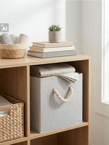 Sinsay - Úložný box s pleteným úchytom - béžová