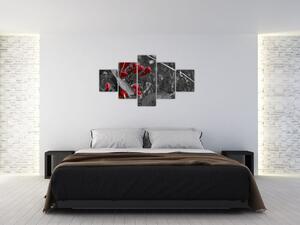 Červené kvety - moderné obrazy (Obraz 125x70cm)
