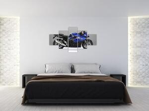 Obraz modrého motocykla (Obraz 125x70cm)