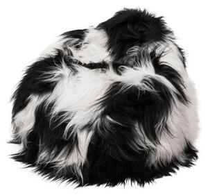 Sedací vak - bean bag - bieločierny, dlhý chlp