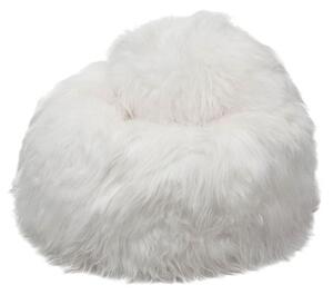 Sedací vak - bean bag - biely, dlhý chlp