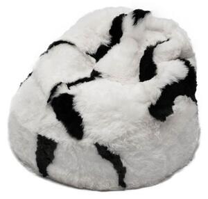Sedací vak - bean bag - bieločierny, strihaný