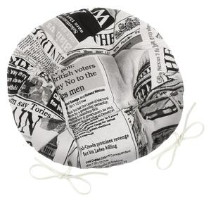 Bellatex Sedák EMA okrúhly prešívaný Noviny čierna, 40 cm