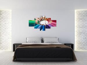 Obraz - kruh z farebných pasteliek (Obraz 125x70cm)