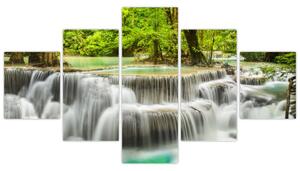 Obraz lesných vodopádov (Obraz 125x70cm)
