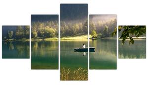 Obraz loďky na jazere (Obraz 125x70cm)
