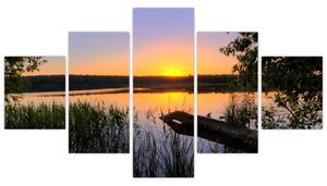 Obrázok jazera sa západom slnka (Obraz 125x70cm)