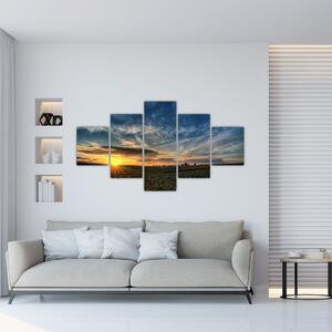 Západ slnka na poli - moderný obraz (Obraz 125x70cm)