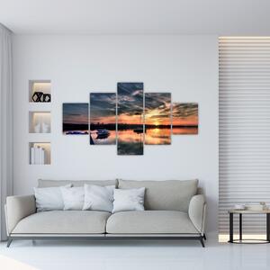 Západ slnka v prístave - obraz na stenu (Obraz 125x70cm)