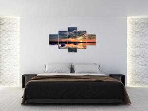 Západ slnka v prístave - obraz na stenu (Obraz 125x70cm)