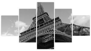 Čiernobiely obraz Eiffelovej veže (Obraz 125x70cm)
