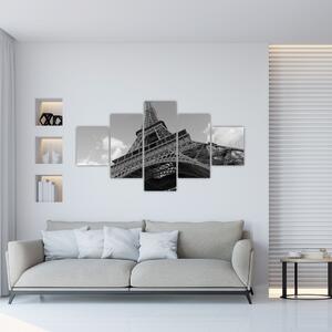 Čiernobiely obraz Eiffelovej veže (Obraz 125x70cm)