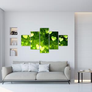 Zelená srdiečka - obraz do bytu (Obraz 125x70cm)