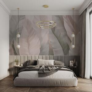 Tapety Ružové a zelené jemné tropické lístie, 3D fototapety, Fototapety 3d kvety, w03598v1 : Uwalls.sk