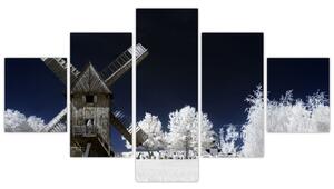 Veterný mlyn v zimnej krajine - obraz (Obraz 125x70cm)