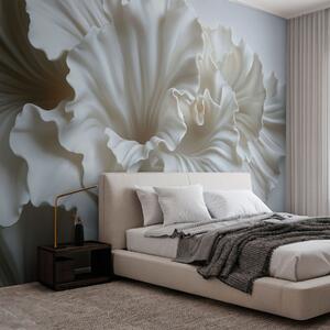Tapety jemné biele okvetné lístky so zložitými zvlnenými okrajmi, 3D fototapety, Fototapety 3d kvety, w03620 : Uwalls.sk