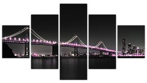 Nočný osvetlený most - obraz (Obraz 125x70cm)