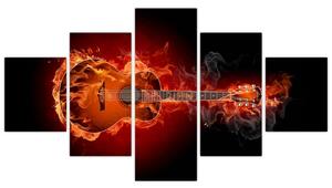 Obraz horiace gitara (Obraz 125x70cm)