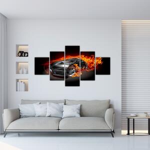 Obraz horiace auto (Obraz 125x70cm)