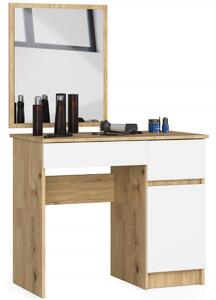 Ak furniture Kozmetický stolík so zrkadlom P-2/SL dub artisan/biely pravý