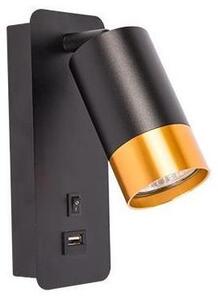 Illumaxx Nástenné bodové svietidlo s USB nabíjačkou 1xGU10/35W/230V čierna/zlatá OS0017 + záruka 3 roky zadarmo