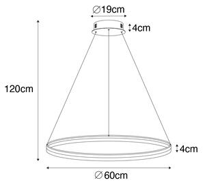 Dizajnové závesné svietidlo biele 60 cm vrátane LED 3-stupňovo stmievateľné - Anello