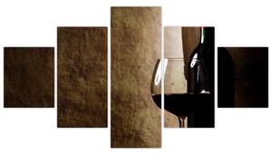 Fľaša vína - moderný obraz (Obraz 125x70cm)
