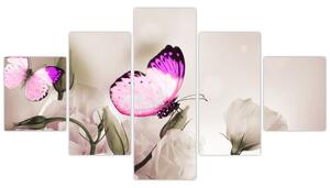 Motýľ na kvetine - obraz (Obraz 125x70cm)