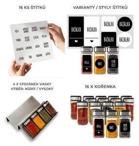 Orion Sada 16ks koreničiek INOX 100ml + 4ks organizér na koreničky VASKY - NEREZ + sada 16ks štítkov