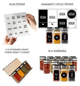 Orion Sada 16ks koreničiek INOX 100ml + 4ks organizér na koreničky VASKY + sada 16ks štítkov